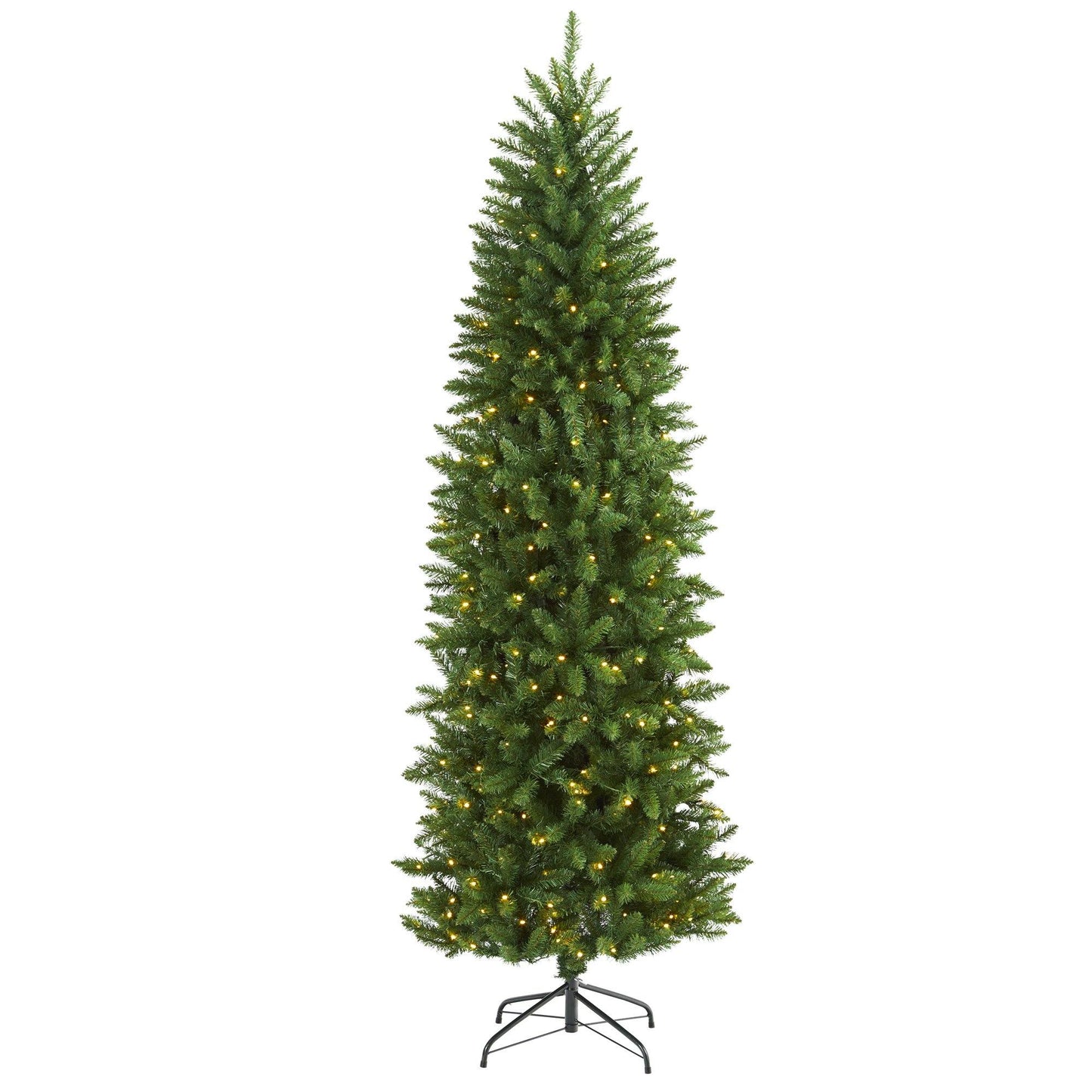Árbol de Navidad artificial Slim Green Mountain Pine de 2,1 m con 300 luces LED transparentes