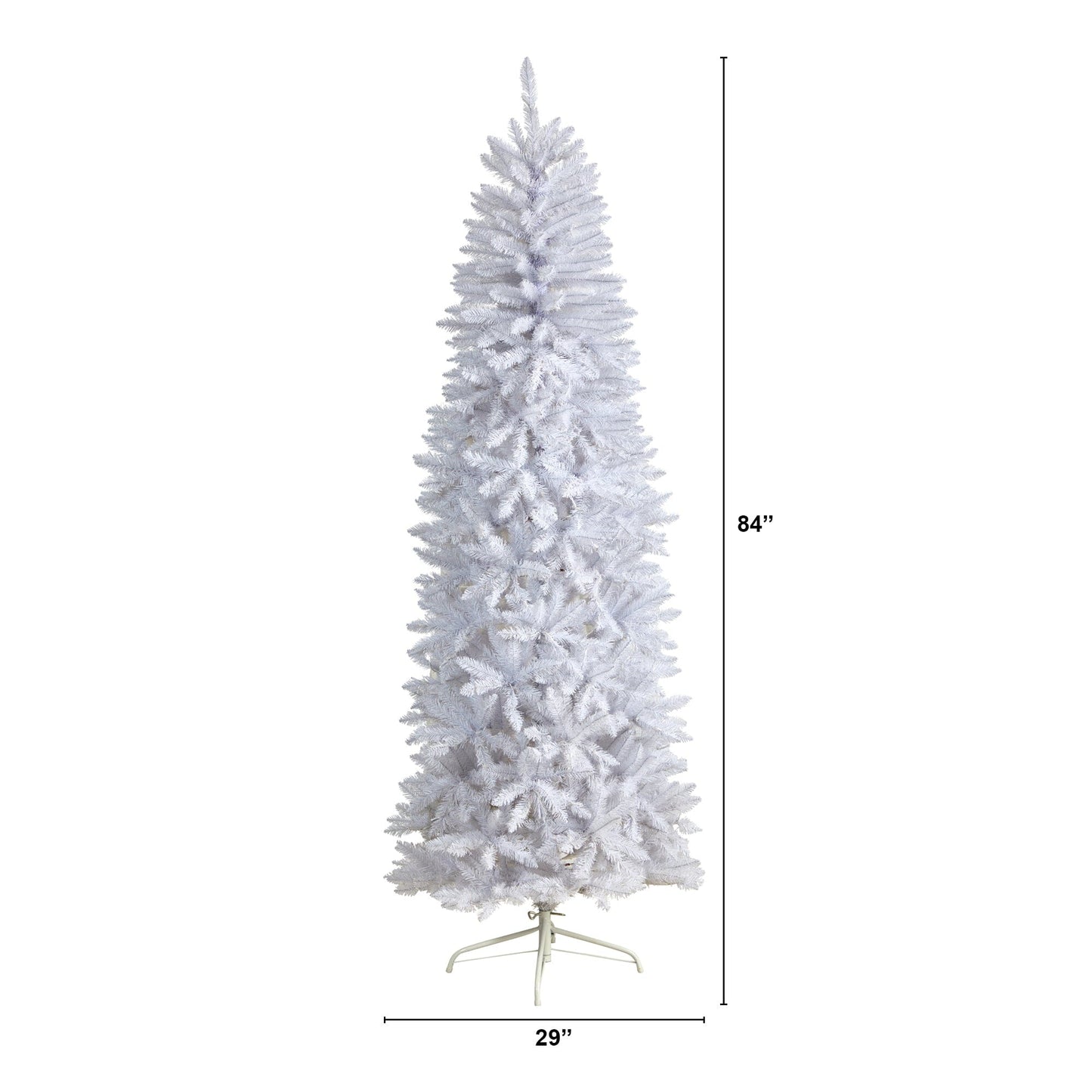 Árbol de Navidad artificial blanco de 2.13 m, delgado, con 995 ramas flexibles