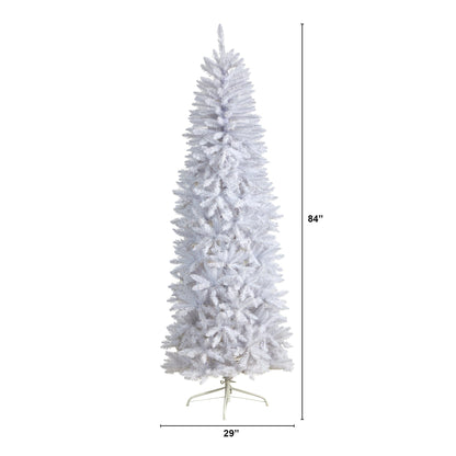 Árbol de Navidad artificial blanco de 2.13 m, delgado, con 995 ramas flexibles