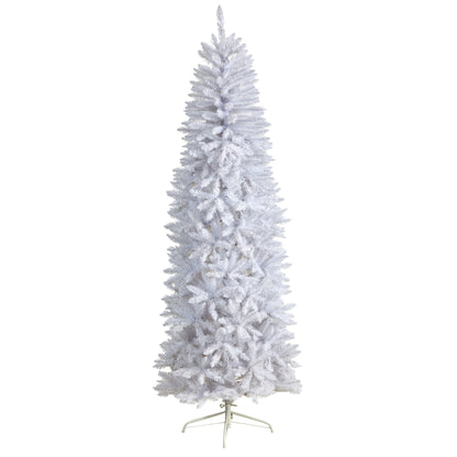 Árbol de Navidad artificial blanco de 2.13 m, delgado, con 995 ramas flexibles