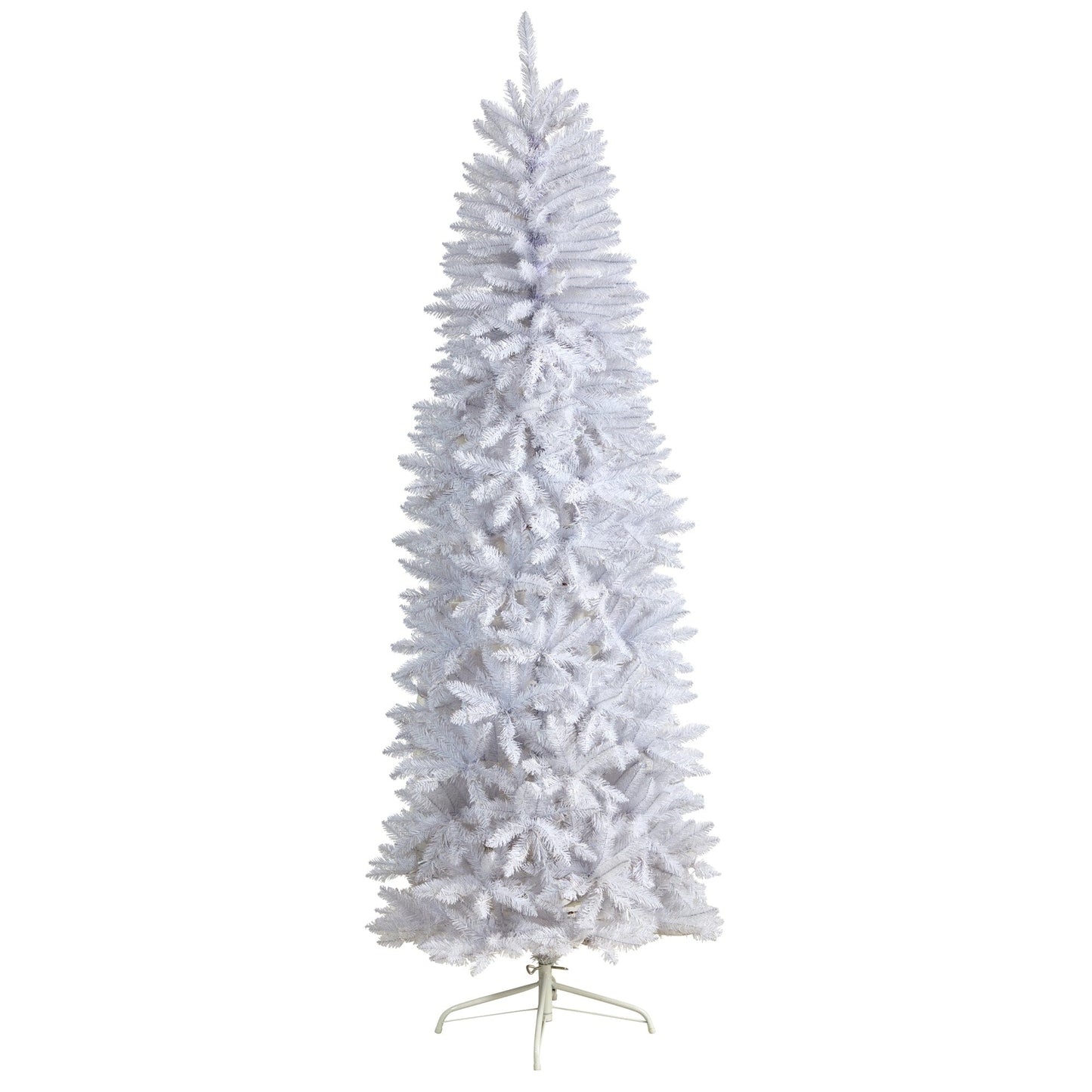 Árbol de Navidad artificial blanco de 2.13 m, delgado, con 995 ramas flexibles