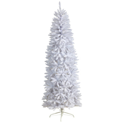 Árbol de Navidad artificial blanco de 2.13 m, delgado, con 995 ramas flexibles