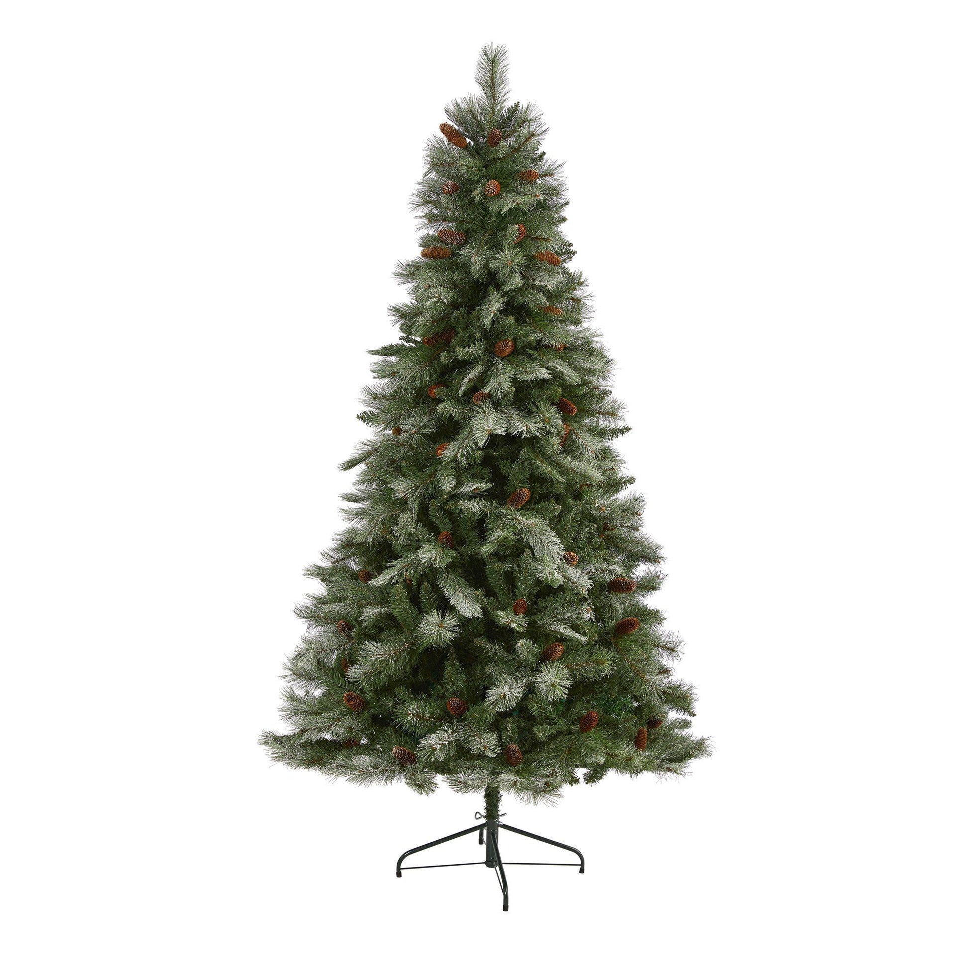 Nearly Natural 7 ft Snowed Alpine Pine artificial Christmas tree with 833 bendable branches on Tampa Home & Garden Store