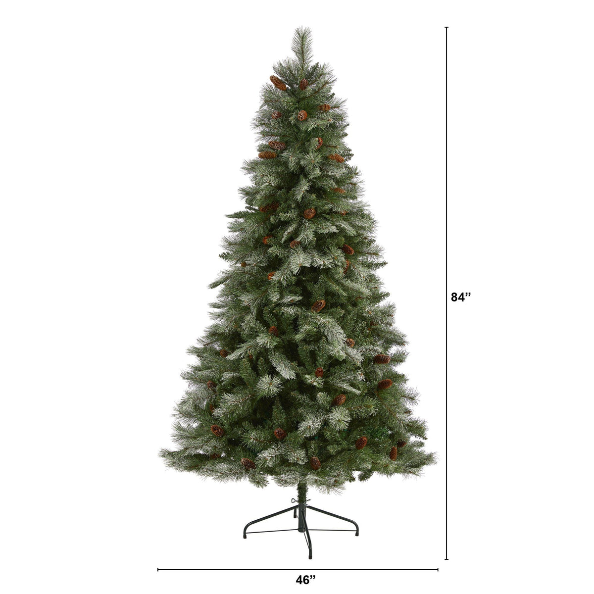 Christmas Tree Nearly Natural 7ft Snowed Pine with 833 bendable branches and cones on Tampa Home & Garden Store