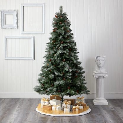 7 ft snowed French Alps pine artificial Christmas tree with 833 bendable branches on Tampa Home & Garden Store