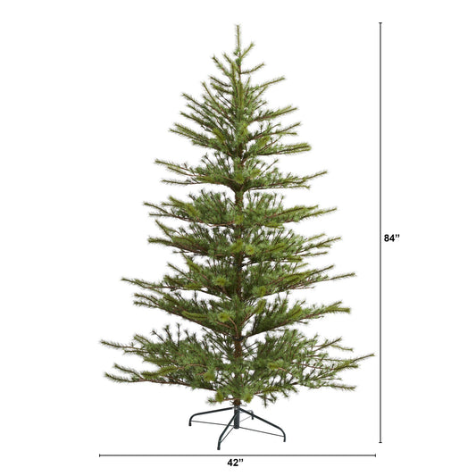 7 ft Vancouver Mountain Pine artificial Christmas Tree, Nearly Natural, 374 bendable branches on Tampa Home & Garden Store