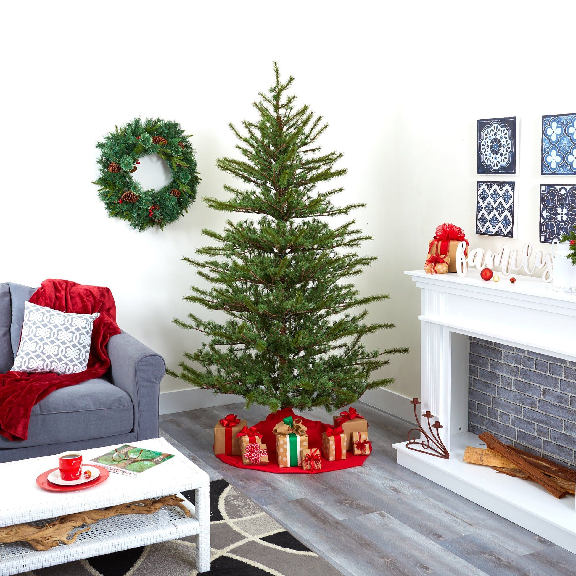 7ft Vancouver Mountain Pine Christmas tree by Nearly Natural with 374 bendable branches on Tampa Home & Garden Store