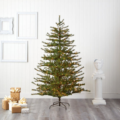 Nearly Natural 7 ft Vancouver Mountain Pine artificial Christmas tree with 450 clear lights on Tampa Home & Garden Store
