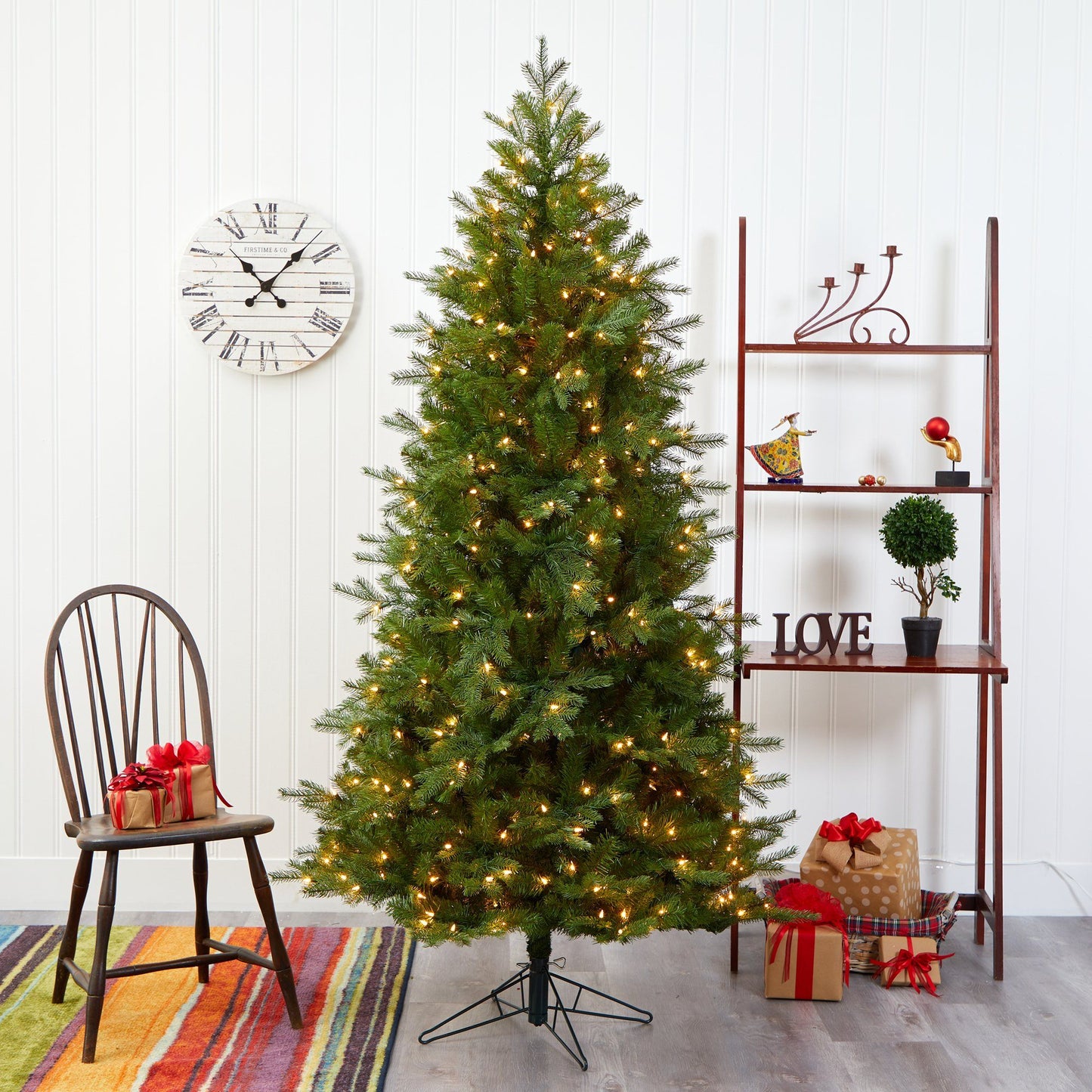 7 ft Vienna Fir artificial Christmas tree by Nearly Natural with 450 warm white lights on Tampa Home & Garden Store