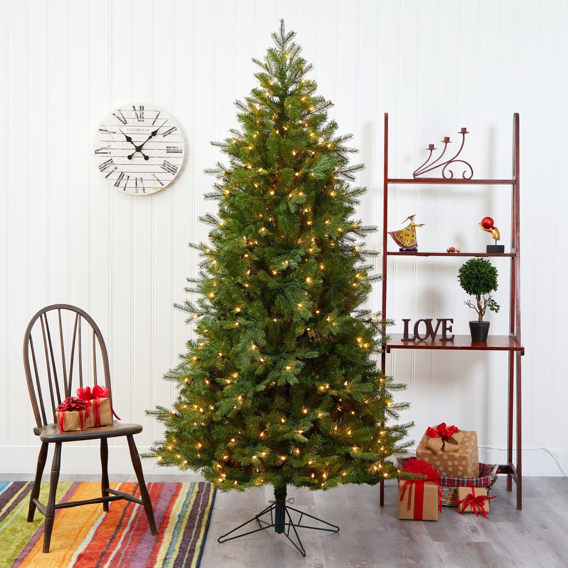 7 ft Vienna Fir artificial Christmas tree by Nearly Natural with 450 warm white lights on Tampa Home & Garden Store