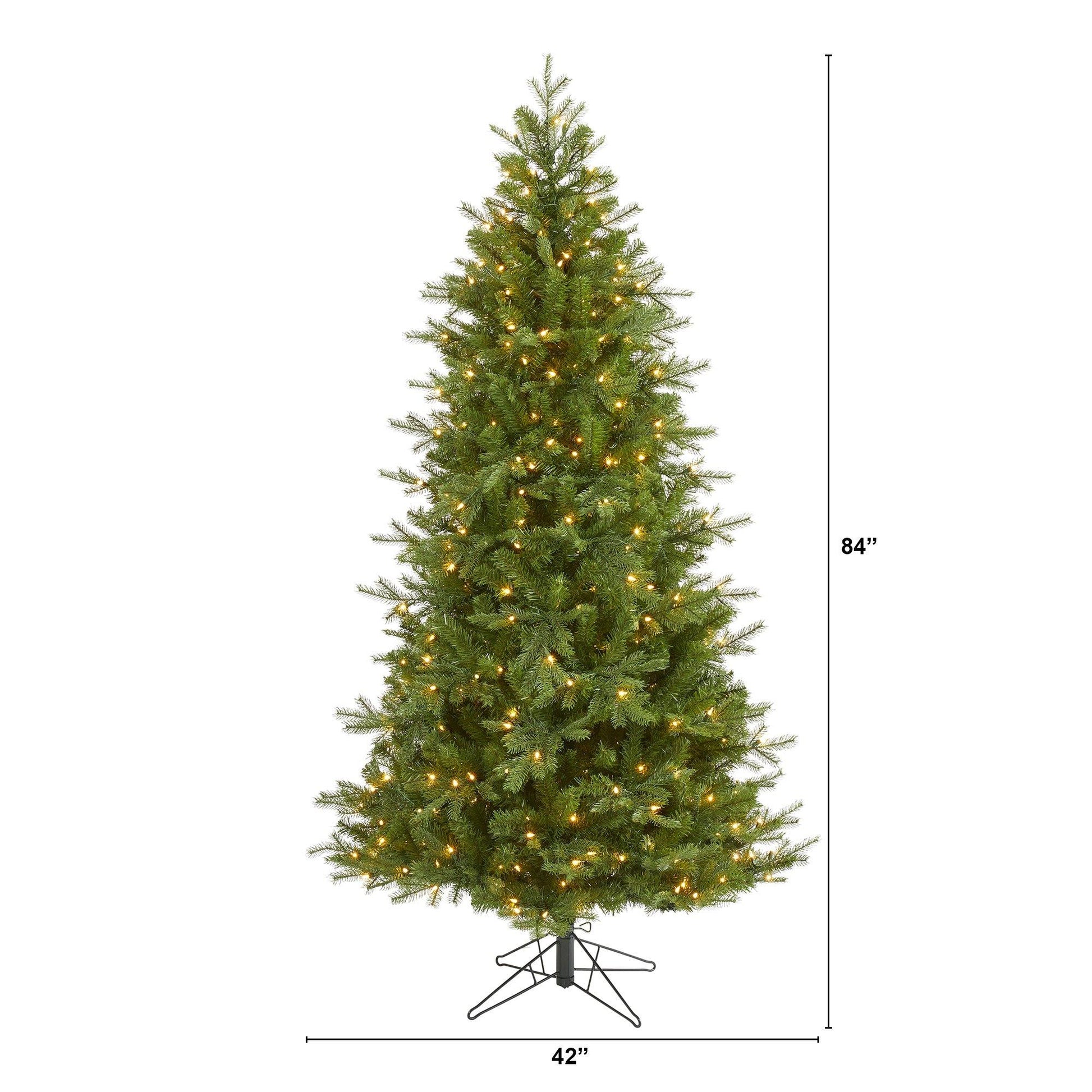 Nearly Natural 7' Vienna Fir Christmas tree with 450 warm white lights on metal stand on Tampa Home & Garden Store