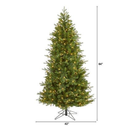 Nearly Natural 7' Vienna Fir Christmas tree with 450 warm white lights on metal stand on Tampa Home & Garden Store