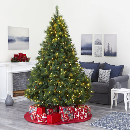 Nearly Natural 7 ft mixed pine artificial Christmas tree with 450 LED lights and cones on Tampa Home & Garden Store