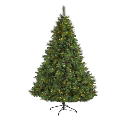 7 ft West Virginia Mixed Pine Christmas Tree by Nearly Natural with 450 LED lights on Tampa Home & Garden Store