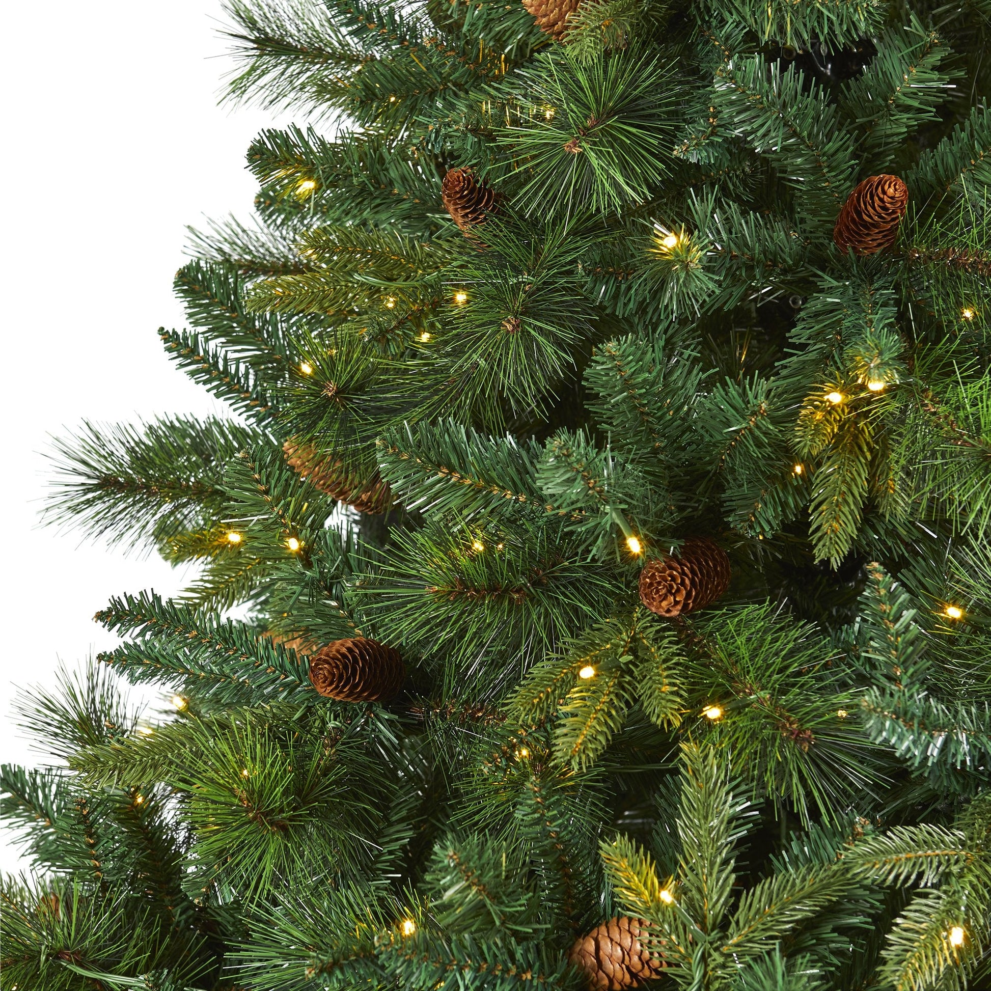 7’ West Virginia full-bodied mixed pine artificial Christmas tree 450 LEDs and pine cones on Tampa Home & Garden Store