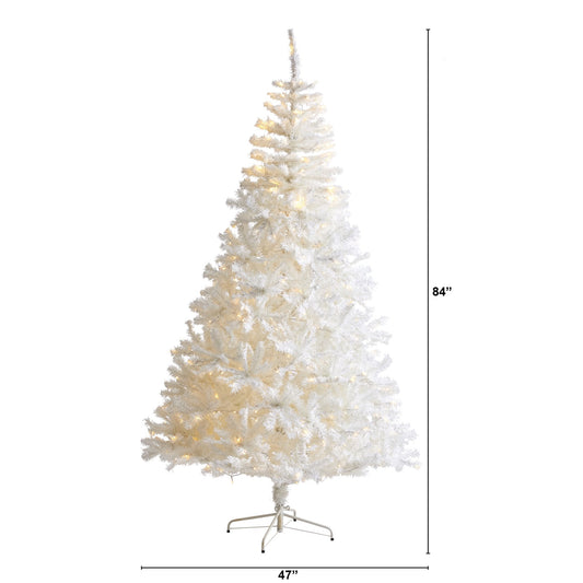 7 ft white Christmas tree Nearly Natural with 1000 bendable branches and 350 LED lights on Tampa Home & Garden Store