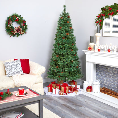 7 ft Nearly Natural White Mountain Pine artificial Christmas tree with 400 LED lights on Tampa Home & Garden Store