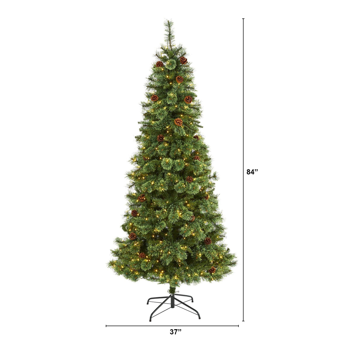 7 ft White Mountain Pine artificial Christmas tree by Nearly Natural 400 LED lights and cones on Tampa Home & Garden Store