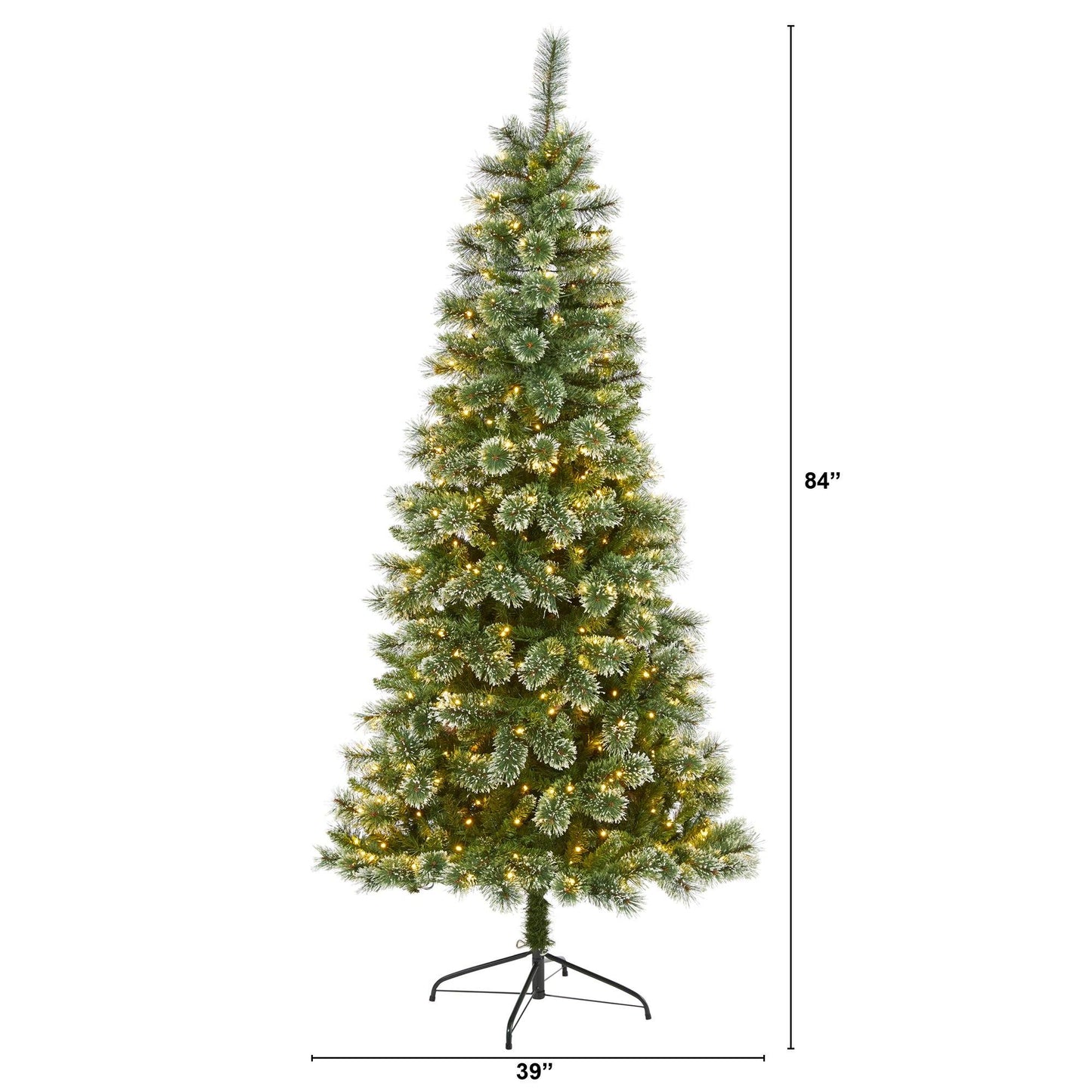 Nearly Natural 7 ft Wisconsin Snow Tip Pine artificial Christmas tree with 400 clear LED lights on Tampa Home & Garden Store