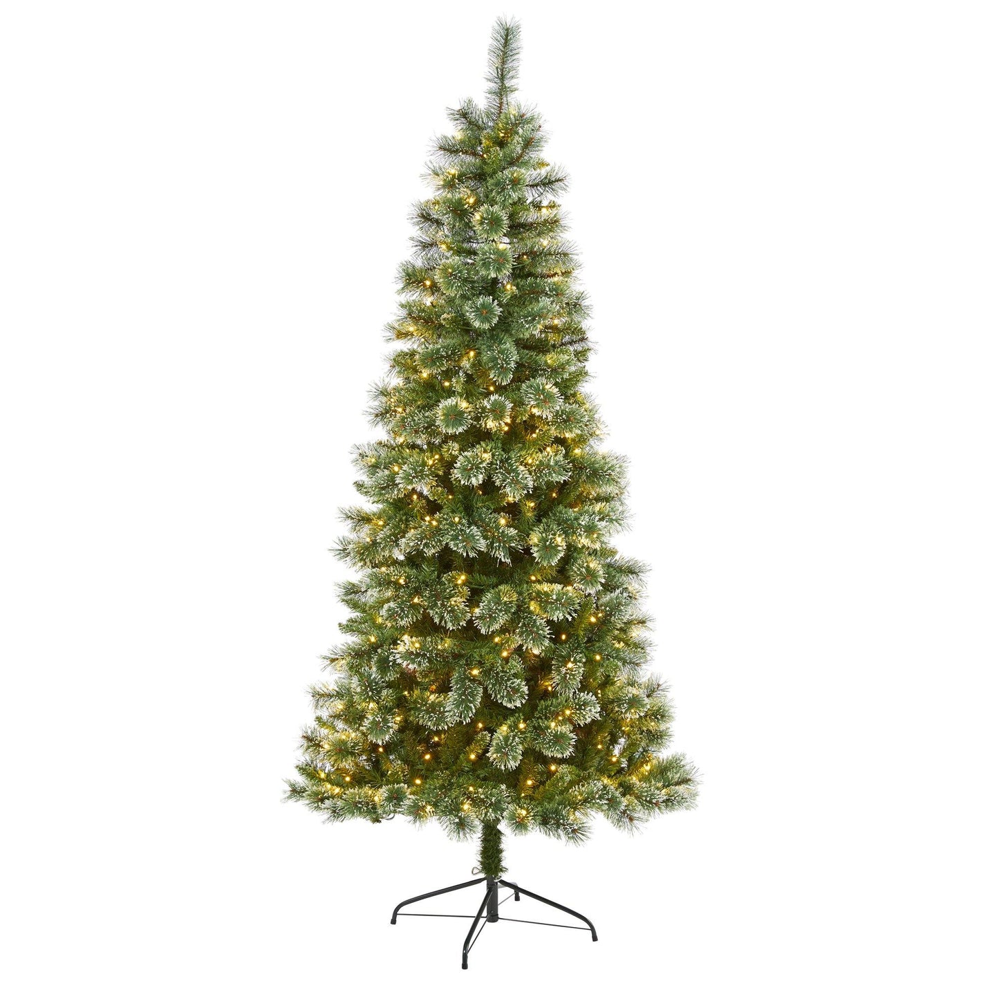 7 ft Wisconsin Slim Snow Tip Pine Christmas Tree by Nearly Natural with 400 Clear LED Lights on Tampa Home & Garden Store