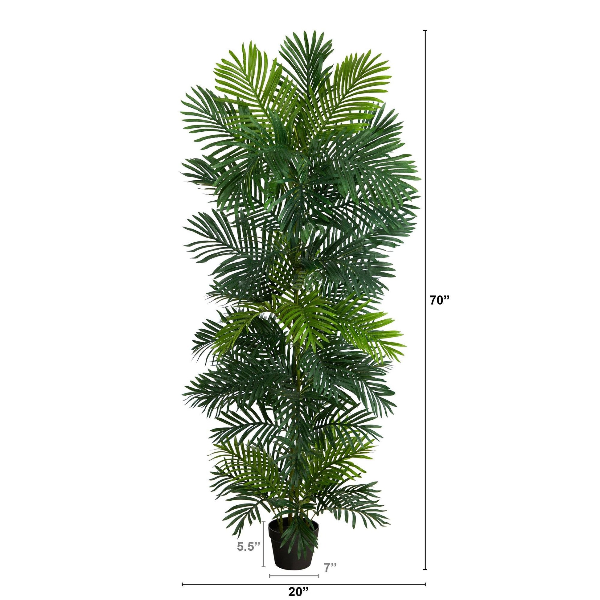 70in Areca artificial palm tree UV resistant indoor/outdoor with green fronds in pot on Tampa Home & Garden Store