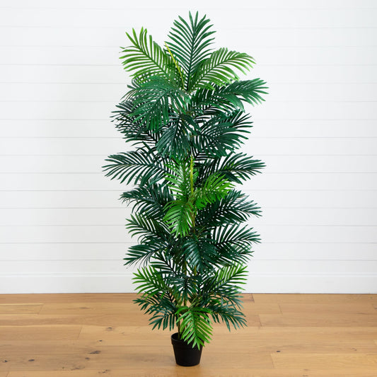 Nearly Natural 70in Areca artificial palm tree UV resistant in black pot indoor/outdoor on Tampa Home & Garden Store