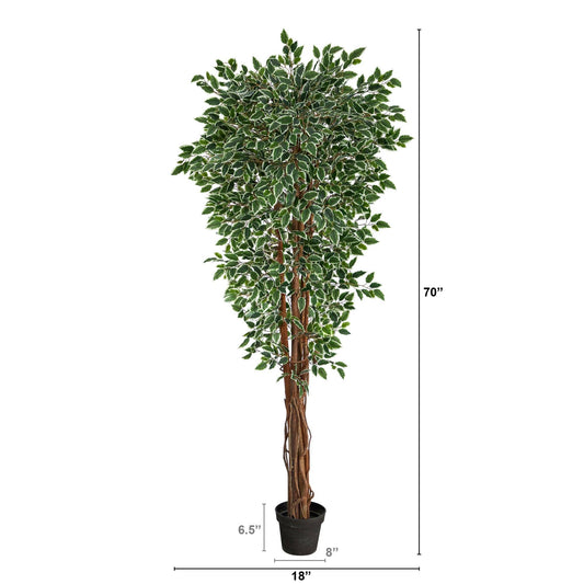 70” Variegated Ficus Artificial Tree UV Resistant (Indoor/Outdoor) - Tampa Home & Garden Store