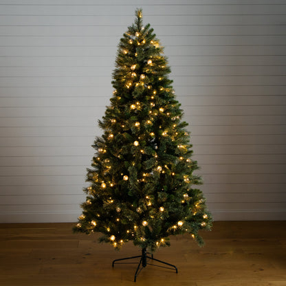 7.5 ft Nearly Natural artificial Christmas tree with 450 warm white globe bulbs on Tampa Home & Garden Store