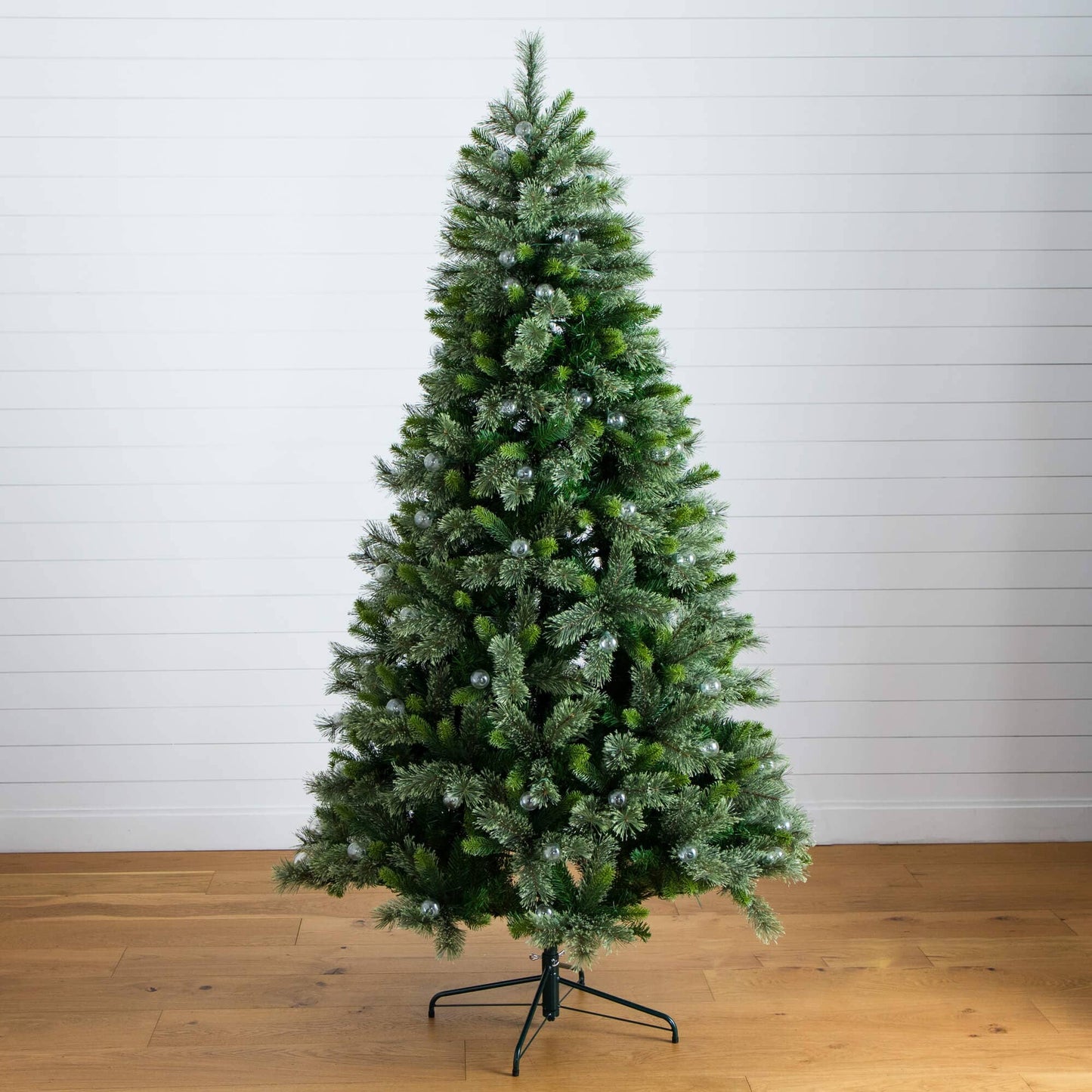 Nearly Natural 7.5' artificial Christmas tree with 450 warm white globe bulbs and LED lights on Tampa Home & Garden Store