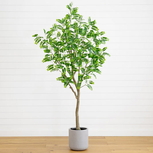7.5’ Artificial Greco Locust Citrus Tree in Decorative Planter - Tampa Home & Garden Store