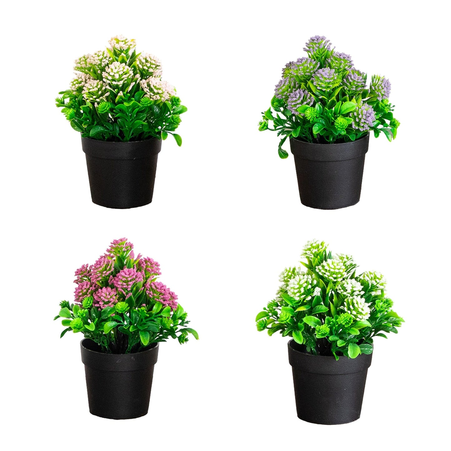 7.5in artificial mixed flowering plant in black pots set of 4 Nearly Natural with assorted blooms on Tampa Home & Garden Store