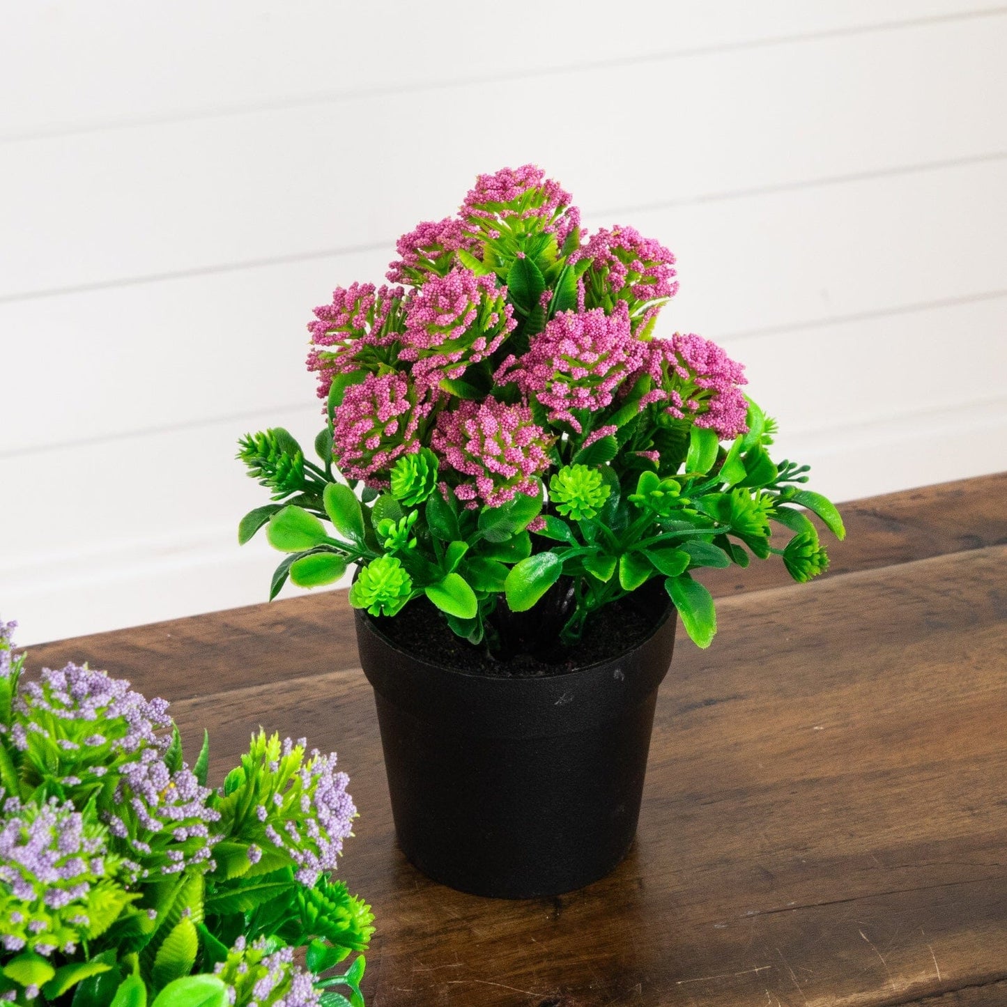 7.5-inch pink artificial mixed flowering plant in a black pot, set of 4, Nearly Natural on Tampa Home & Garden Store