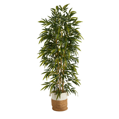 75” Bamboo Artificial Tree in handmade natural jute and cotton planter by Nearly Natural on Tampa Home & Garden Store