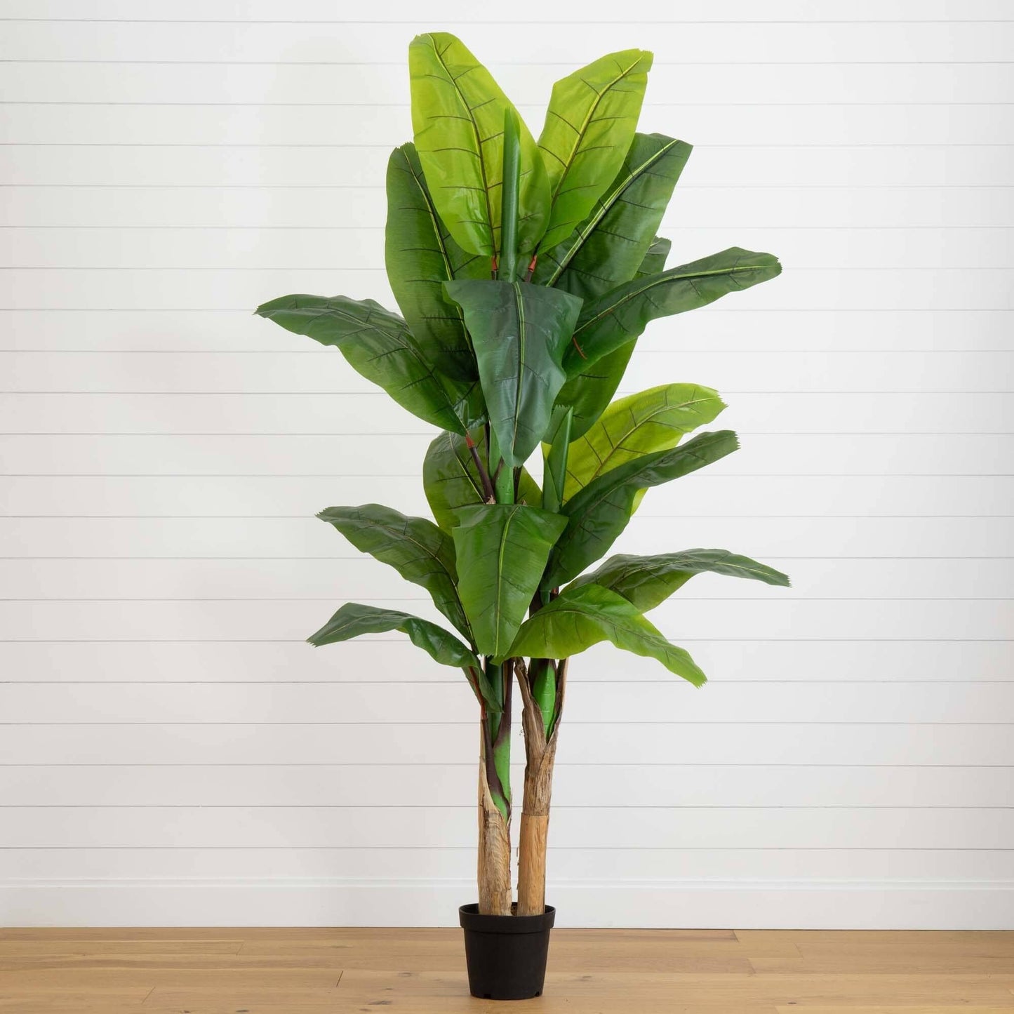 Banana artificial tree 7.5 ft by Nearly Natural in a black pot with vibrant green leaves on Tampa Home & Garden Store