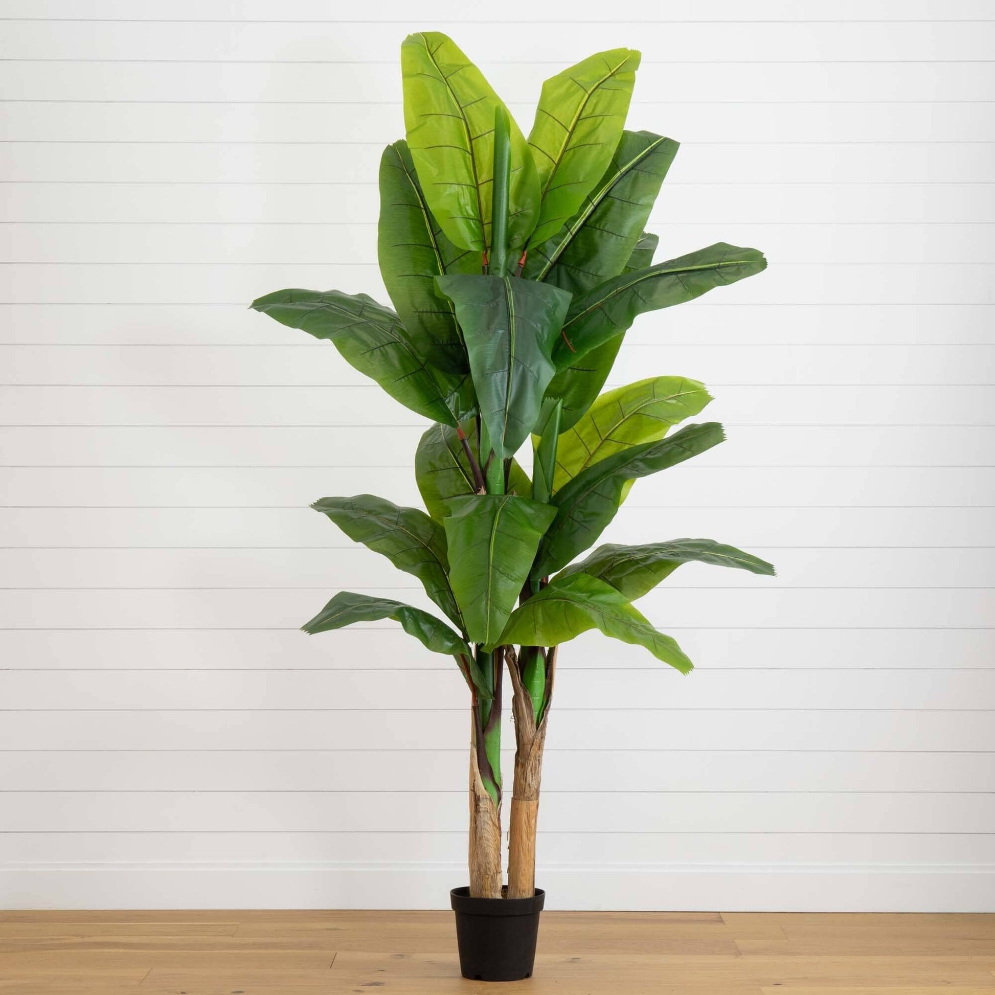 Banana artificial tree 7.5 ft by Nearly Natural in a black pot with vibrant green leaves on Tampa Home & Garden Store