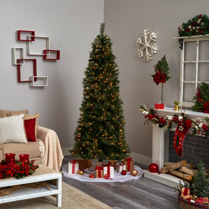 7.5ft Cashmere Slim Christmas Tree with Clear Lights by Nearly Natural on Tampa Home & Garden Store