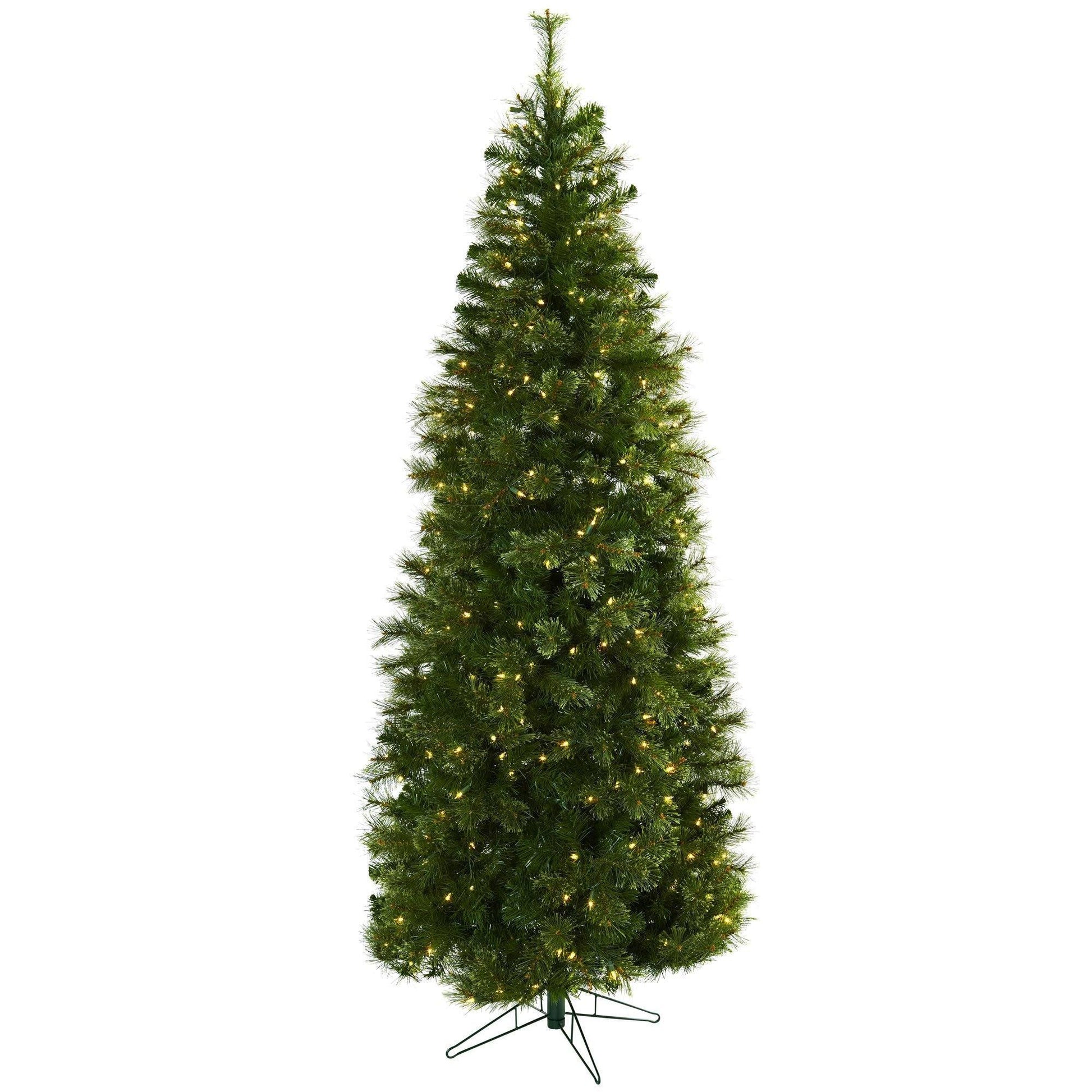 7.5 ft Cashmere Slim Christmas Tree by Nearly Natural with clear lights on metal stand on Tampa Home & Garden Store