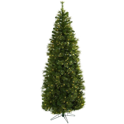 7.5 ft Cashmere Slim Christmas Tree by Nearly Natural with clear lights on metal stand on Tampa Home & Garden Store