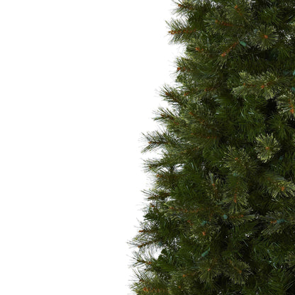 7.5’ Cashmere Slim Christmas Tree with Clear Lights by Nearly Natural, dense green needles on Tampa Home & Garden Store