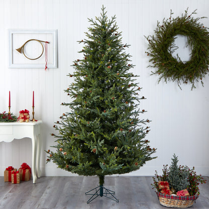 7.5’ Classic Pine & Pine Cone Christmas Tree Nearly Natural, green with pine cone accents on Tampa Home & Garden Store