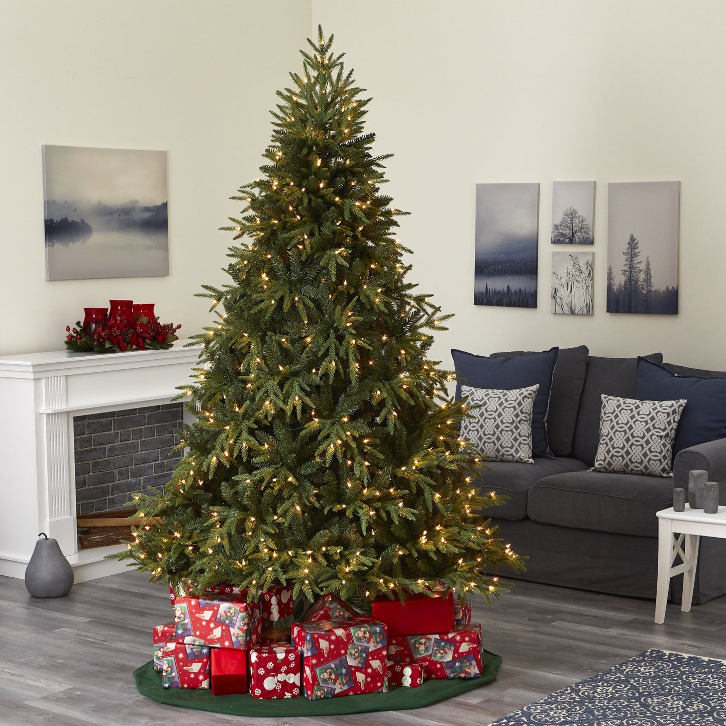 7.5ft Colorado Mountain Fir artificial Christmas Tree Nearly Natural with 600 LED lights on Tampa Home & Garden Store