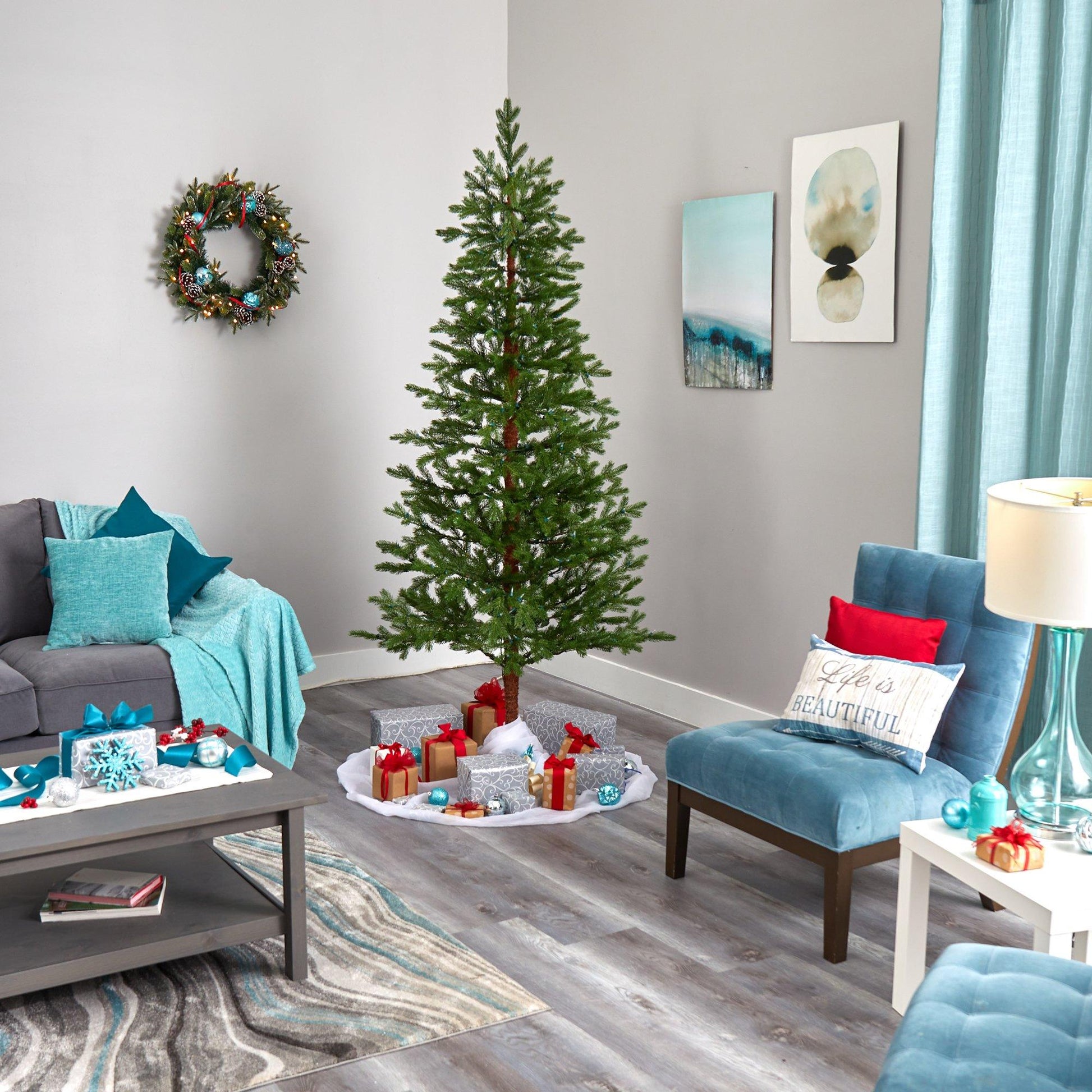 7.5' Fairbanks Fir artificial Christmas tree by Nearly Natural with 350 clear warm lights on Tampa Home & Garden Store