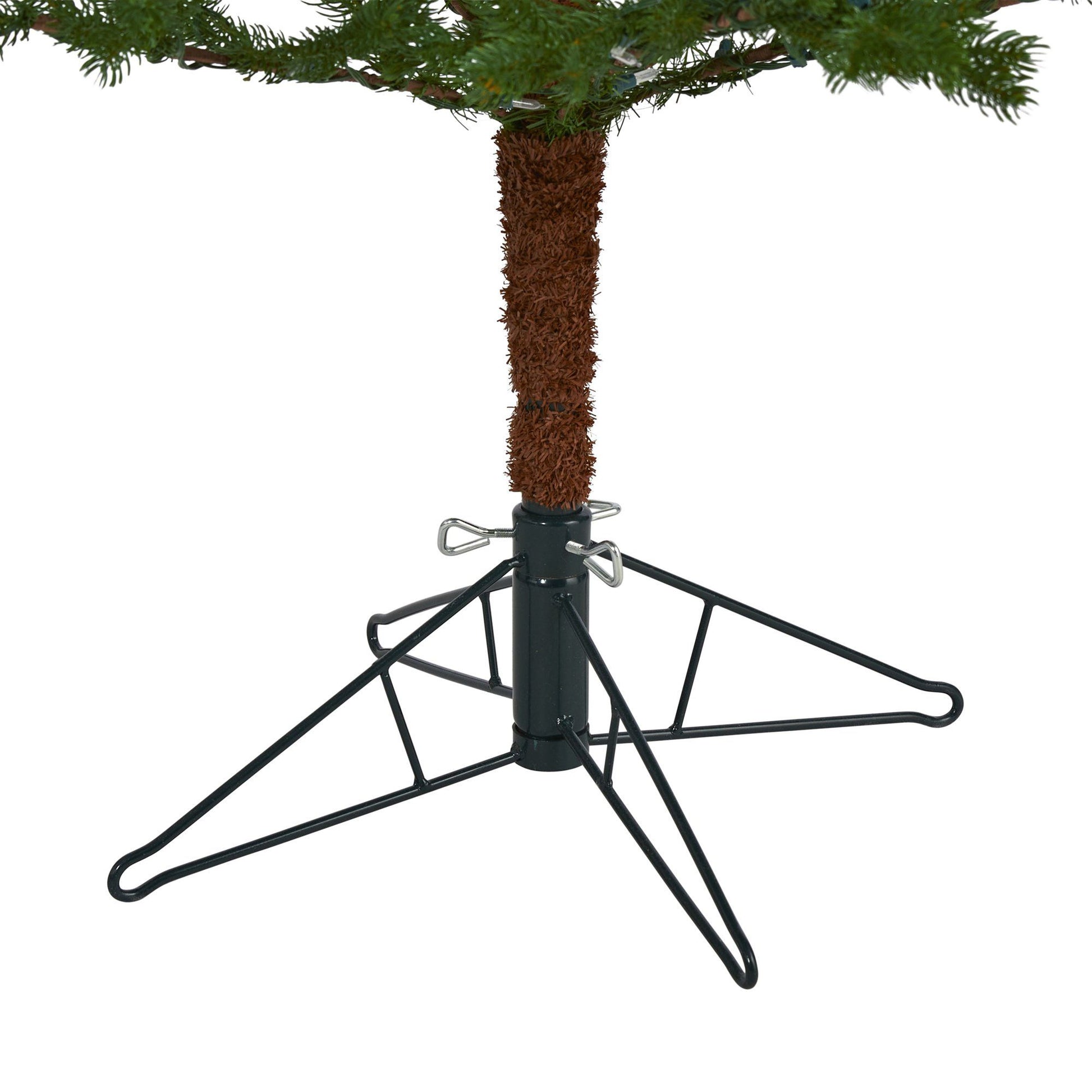7.5' Nearly Natural Fairbanks Fir tree with 350 clear lights, green needles, brown trunk wrap on Tampa Home & Garden Store