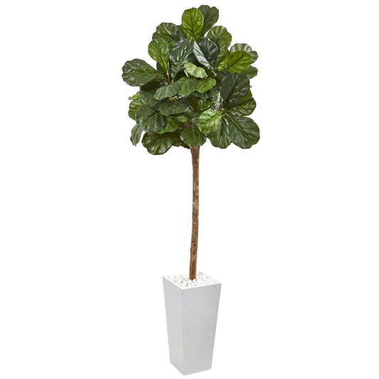 75-inch fiddle leaf fig artificial tree in planter with glossy green leaves Nearly Natural on Tampa Home & Garden Store