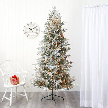 Nearly Natural 7.5ft flocked Manchester Spruce Christmas tree with 450 lights and 949 branches on Tampa Home & Garden Store