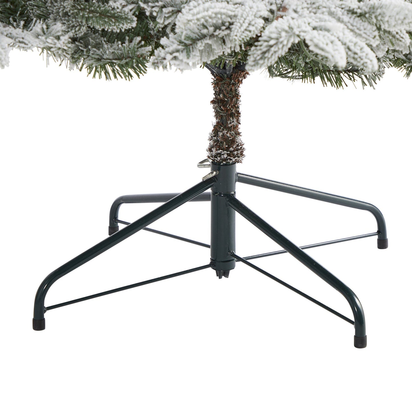 7.5 ft flocked Manchester Spruce Christmas Tree with 450 lights and 949 bendable branches on Tampa Home & Garden Store