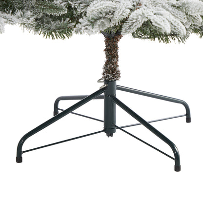 7.5 ft flocked Manchester Spruce Christmas Tree with 450 lights and 949 bendable branches on Tampa Home & Garden Store