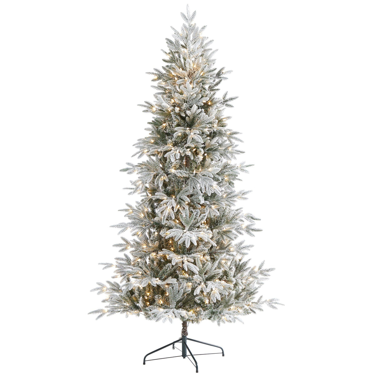 7.5 ft flocked Manchester Spruce tree with 450 lights 949 bendable branches Nearly Natural on Tampa Home & Garden Store