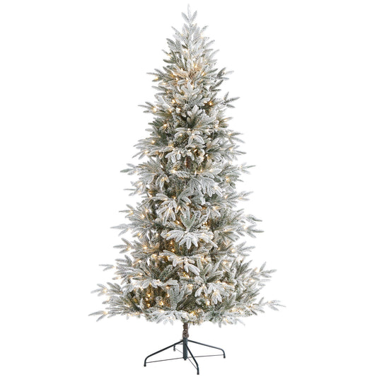 7.5 ft flocked Manchester Spruce tree with 450 lights 949 bendable branches Nearly Natural on Tampa Home & Garden Store