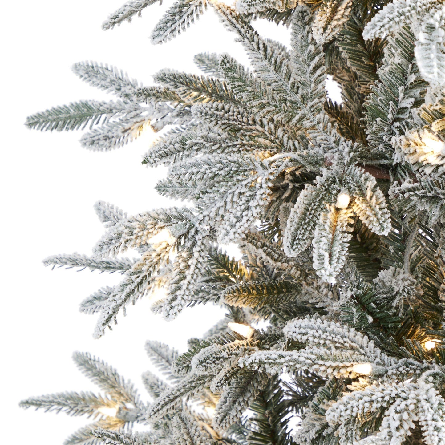 Nearly Natural 7.5’ flocked Manchester Spruce tree with 450 lights and 949 bendable branches on Tampa Home & Garden Store
